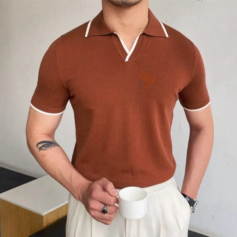 Men's Knitwear Short Sleeve Polo Shirt Casual Slim Lapel Cardigan Breathable Summer Polo Shirt  Fashion Clothes