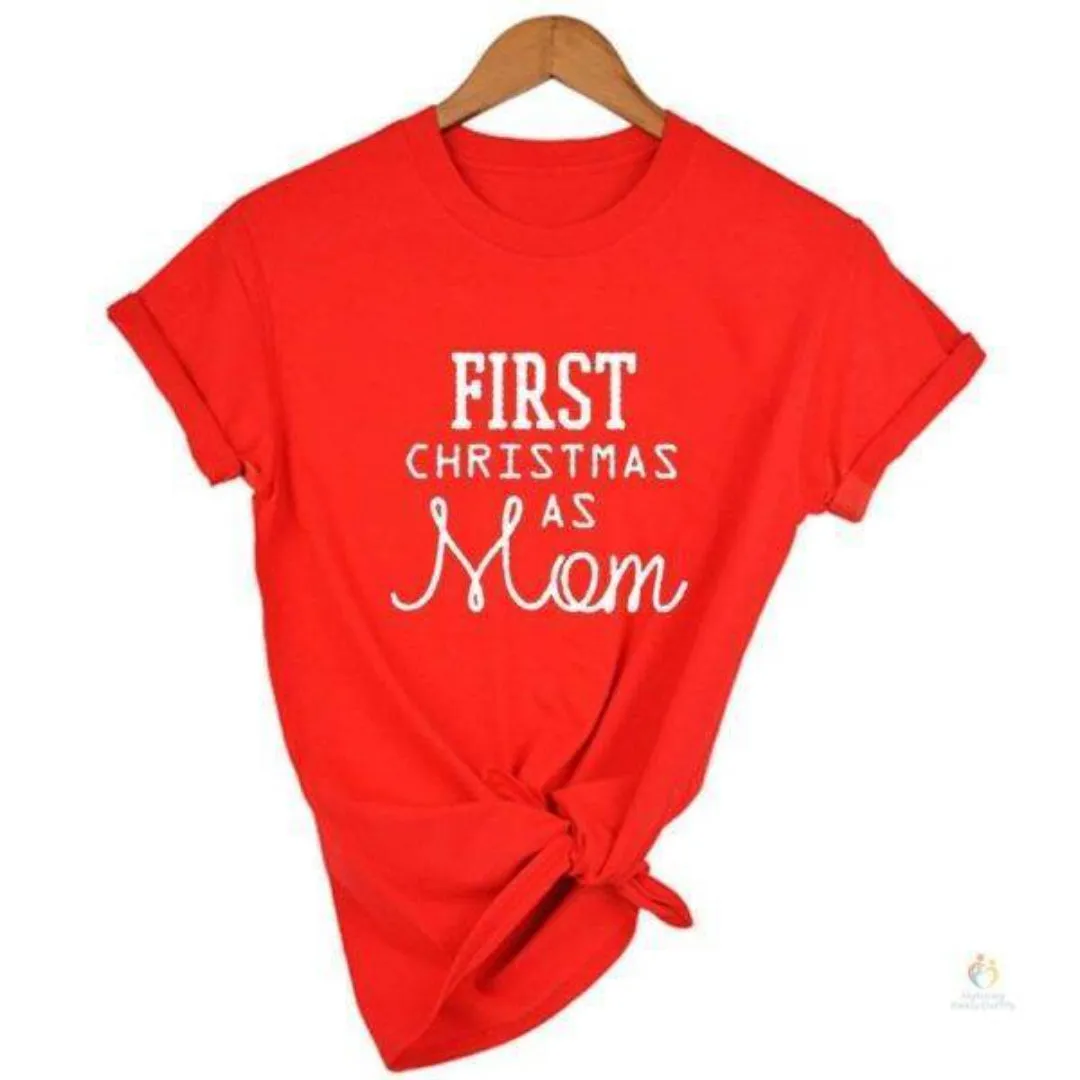 Mom First Christmas Red T-shirt