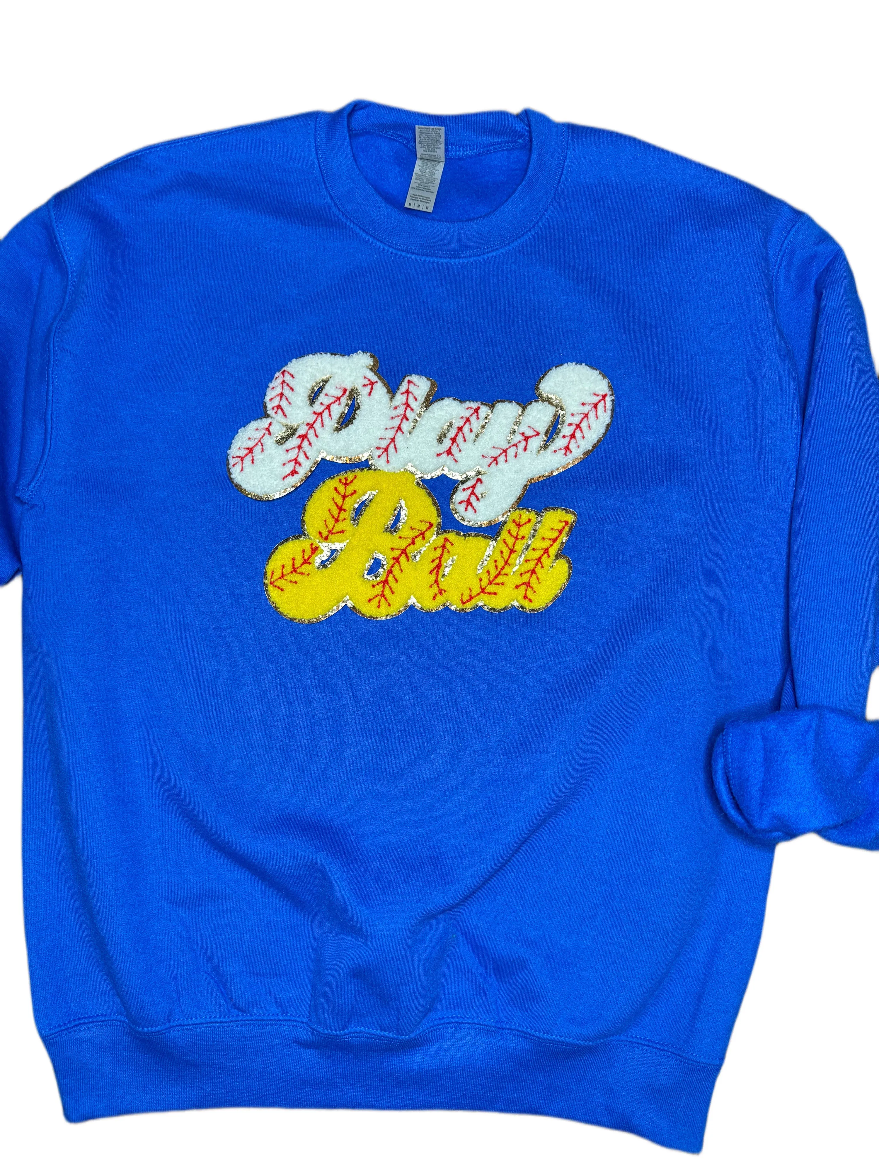 Mom of Both Play Ball Softball Patch Sweatshirts