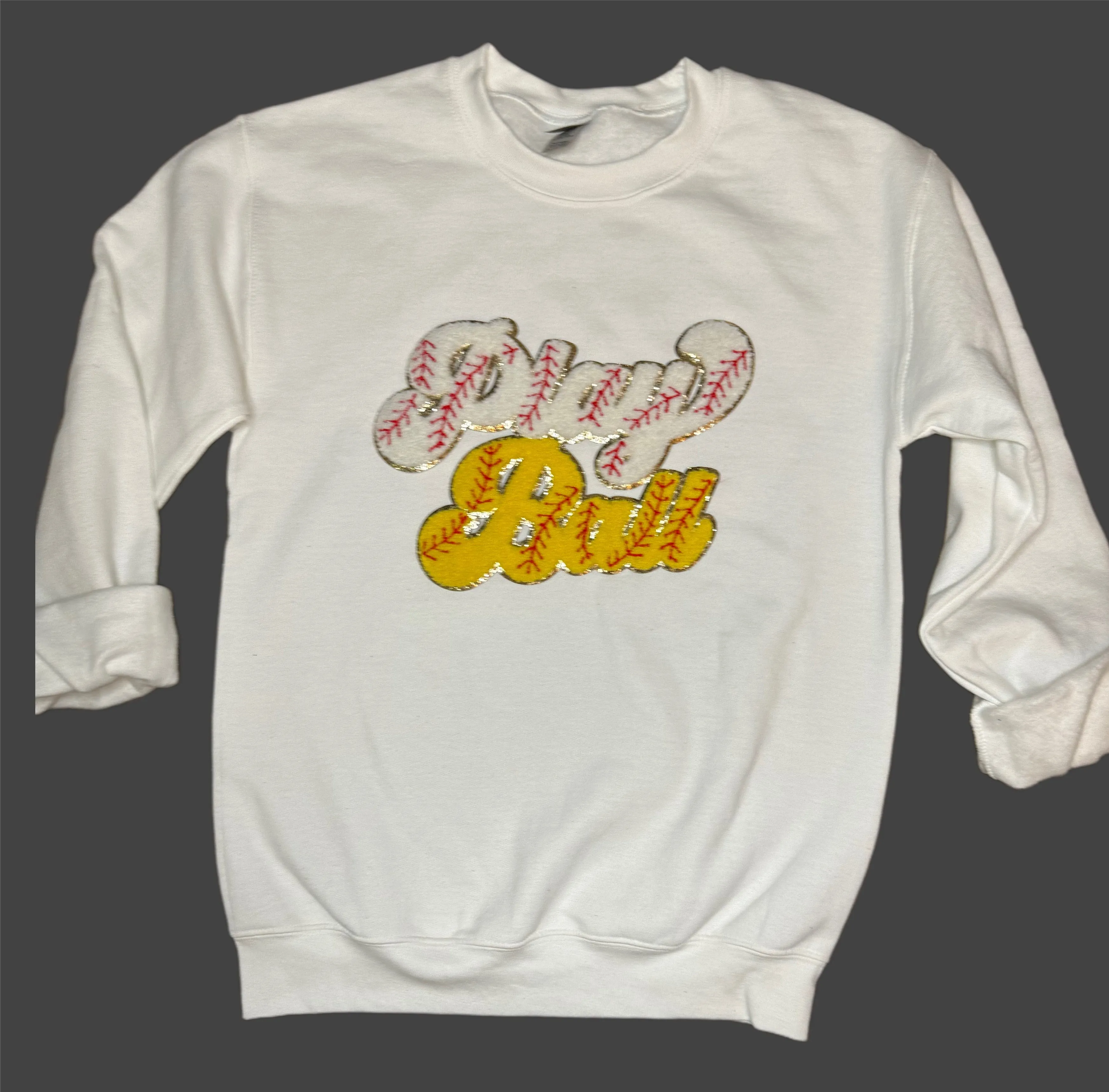 Mom of Both Play Ball Softball Patch Sweatshirts