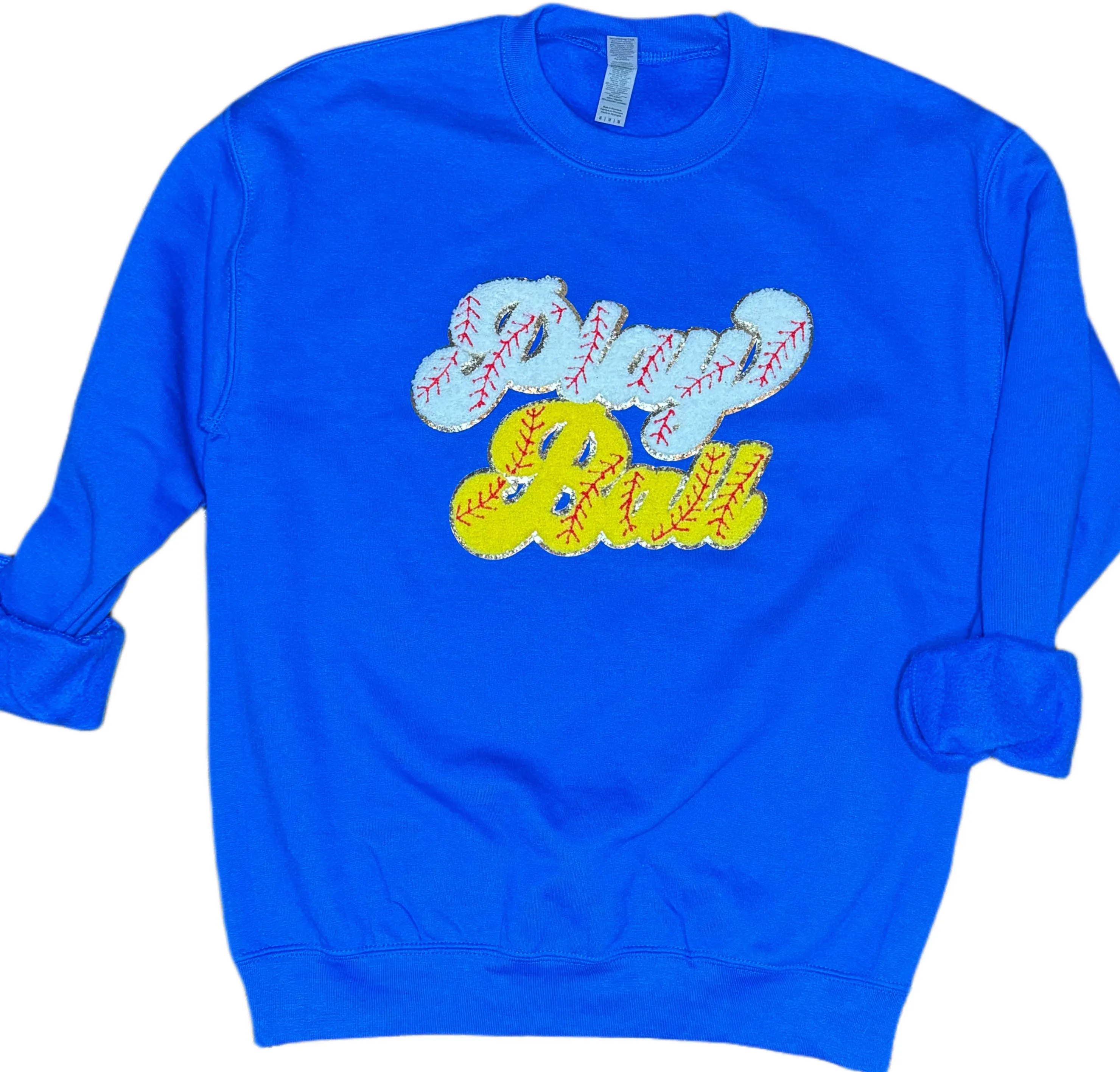 Mom of Both Play Ball Softball Patch Sweatshirts