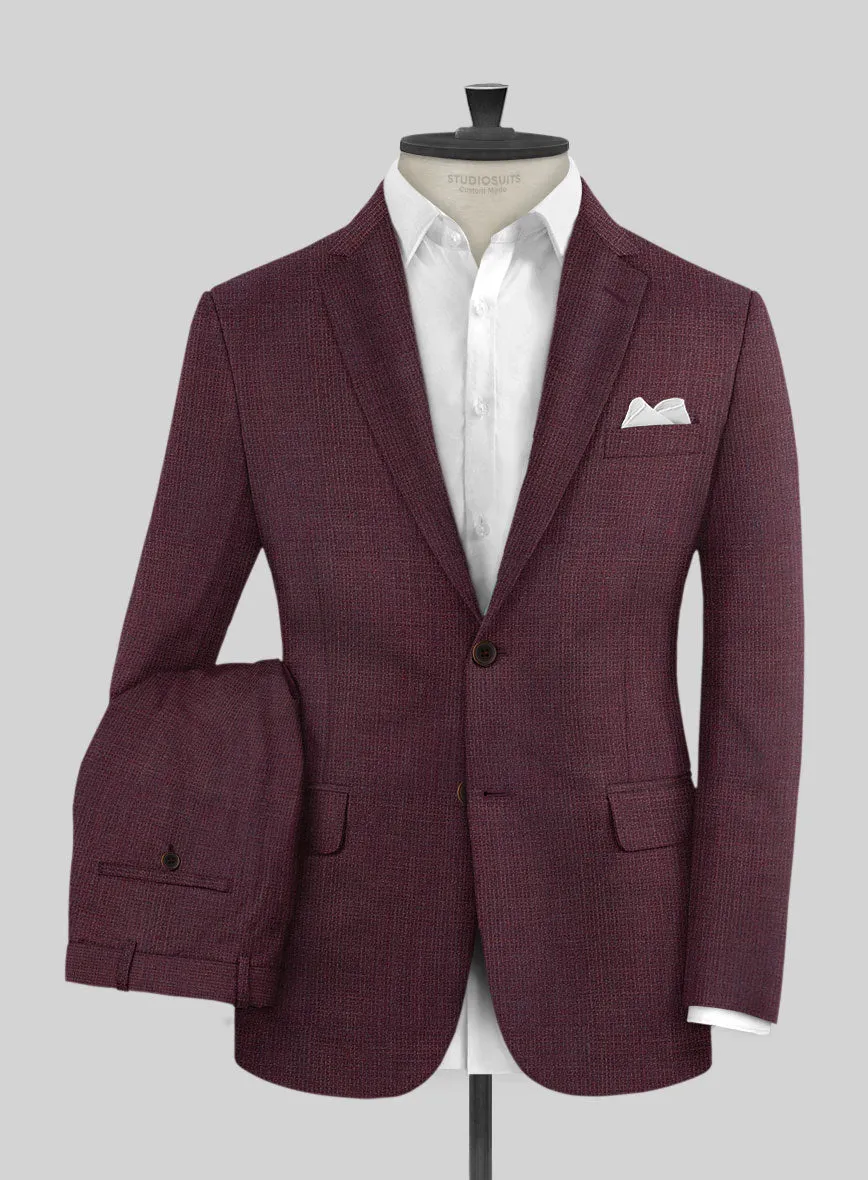 Napolean Basket Weave Wine Wool Suit