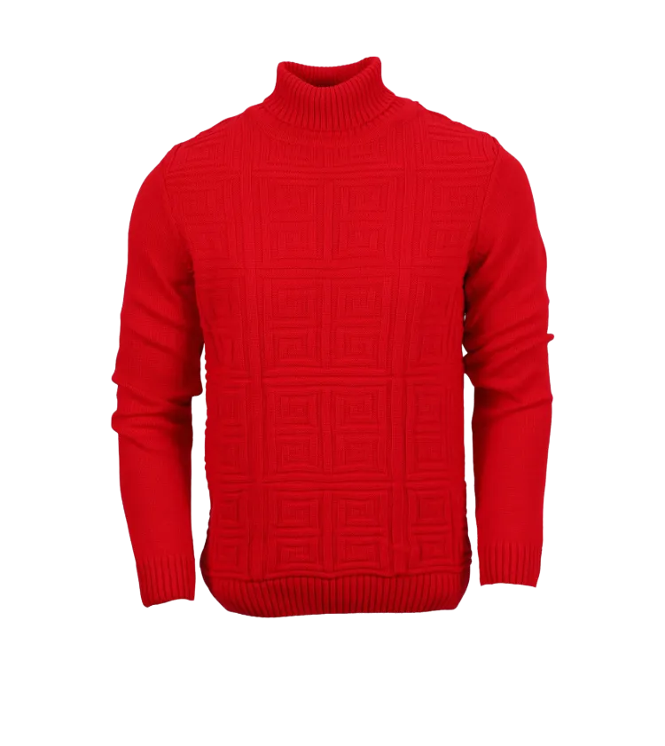 New York Red Men's Turtleneck Sweaters Light Blend Slim Fit