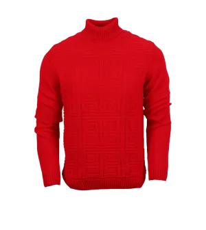 New York Red Men's Turtleneck Sweaters Light Blend Slim Fit