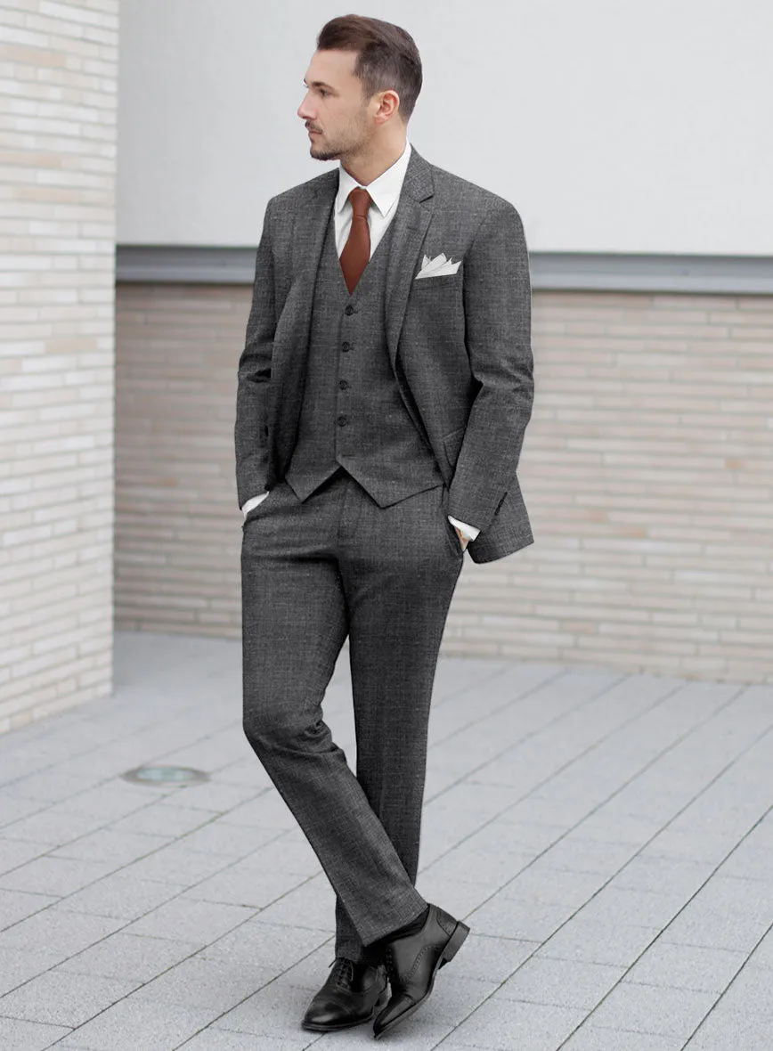 Noble Blue Gray Wool Silk Linen Suit