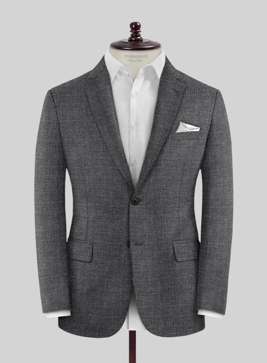 Noble Blue Gray Wool Silk Linen Suit