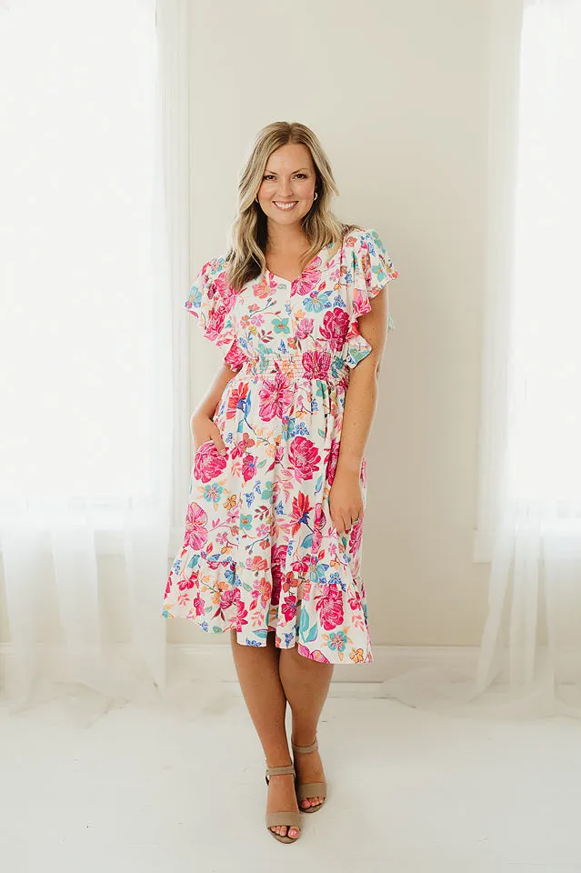 Notch Floral Fit and Flare