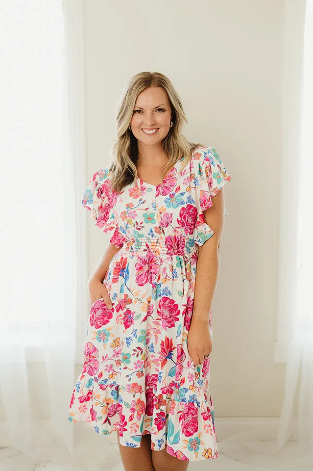 Notch Floral Fit and Flare