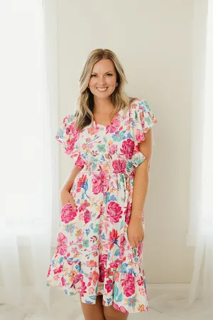 Notch Floral Fit and Flare