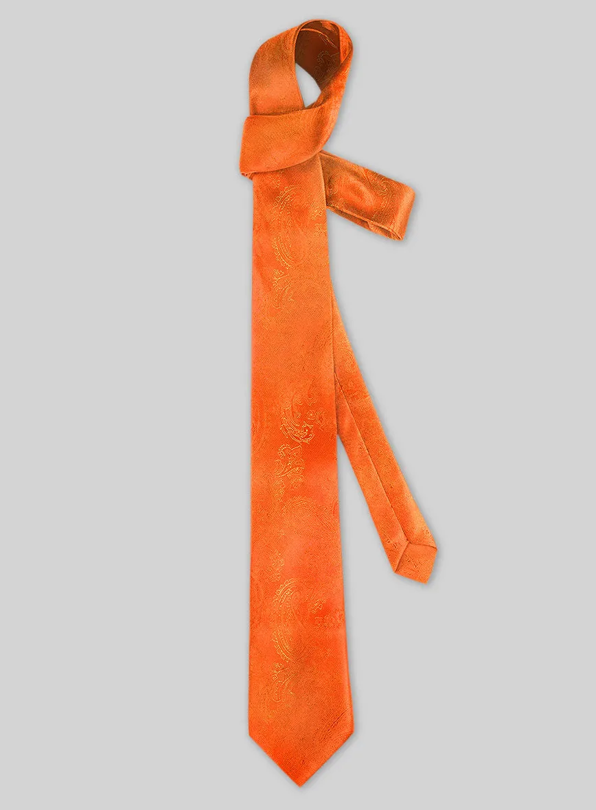 Paisley Cuban Orange Satin Tie