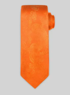 Paisley Cuban Orange Satin Tie