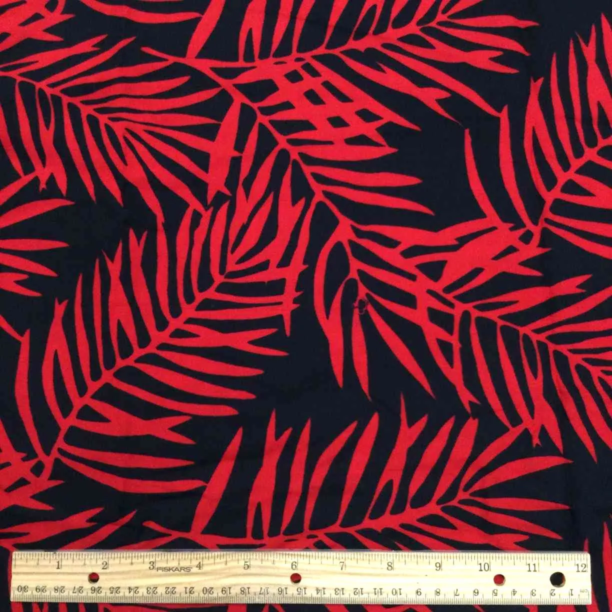 Palm Leaf Comfortable Red Rayon Hawaiian Fabric