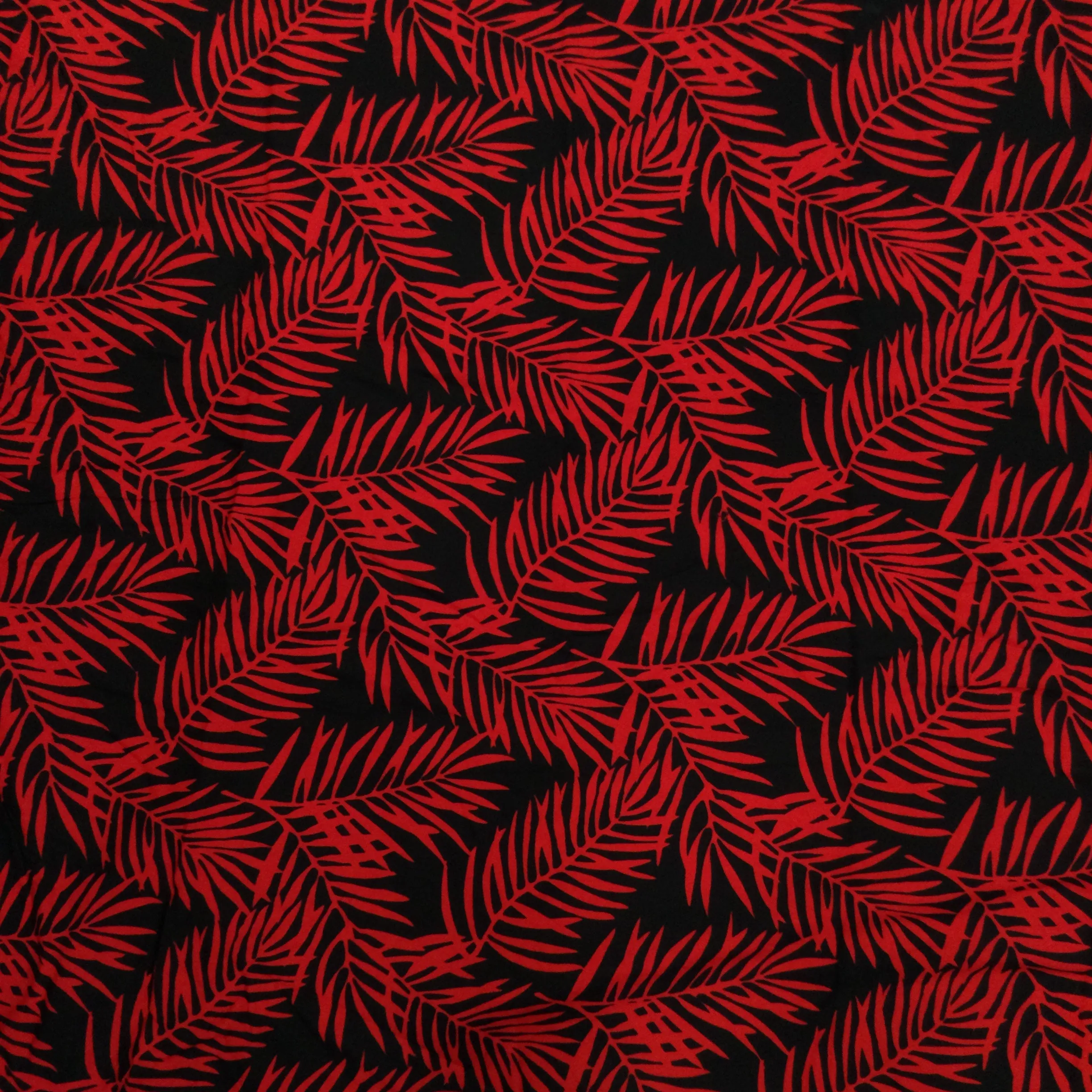 Palm Leaf Comfortable Red Rayon Hawaiian Fabric