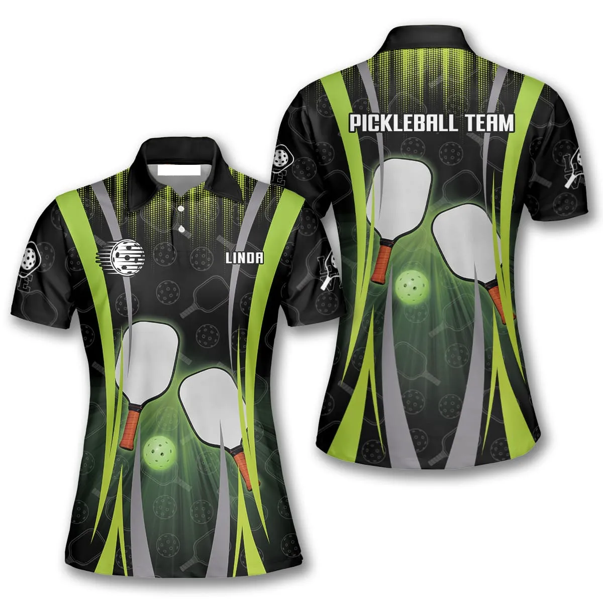 Personalized Name Lawn Green Pickleball Polo Shirts For Women