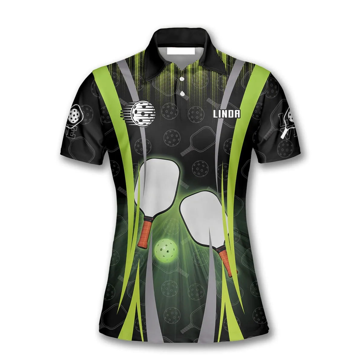 Personalized Name Lawn Green Pickleball Polo Shirts For Women