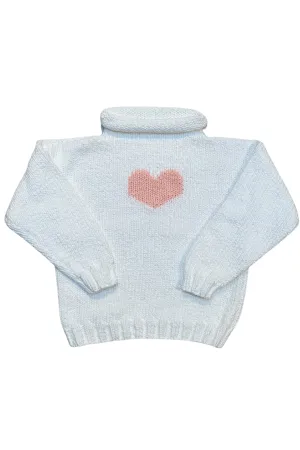 Pink Heart Motif Sweater - White