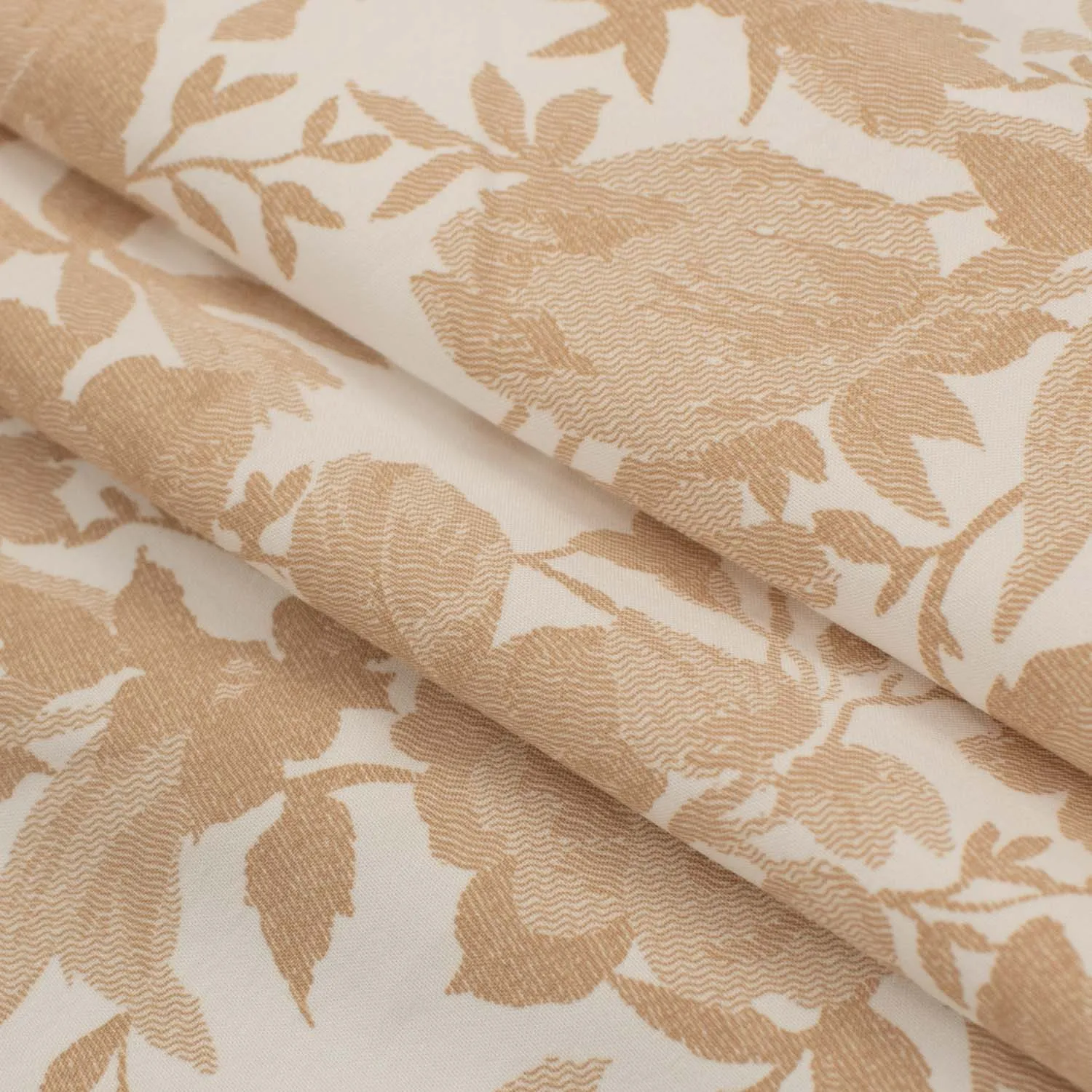 Printed Lining Design-10 Beige Florals on White