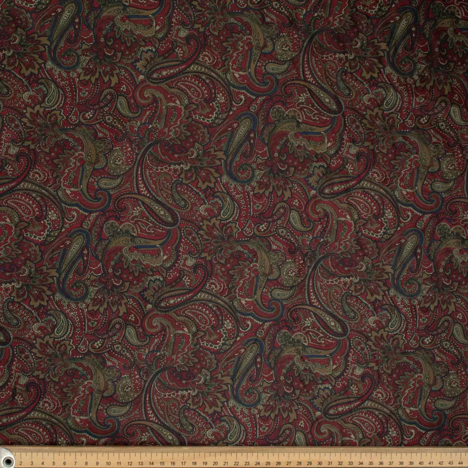 Printed Lining Design-50 Brown & Navy Paisley on Maroon