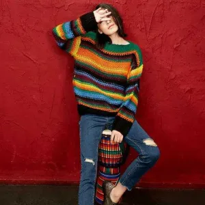 Rainbow Striped Knitted Pullover