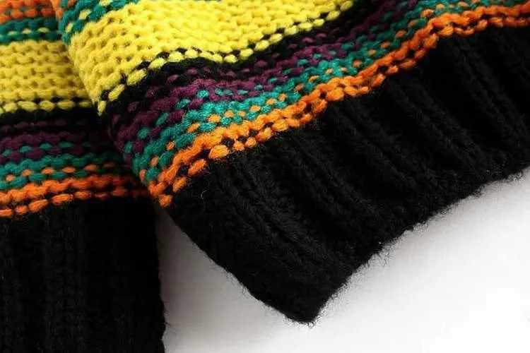 Rainbow Striped Knitted Pullover