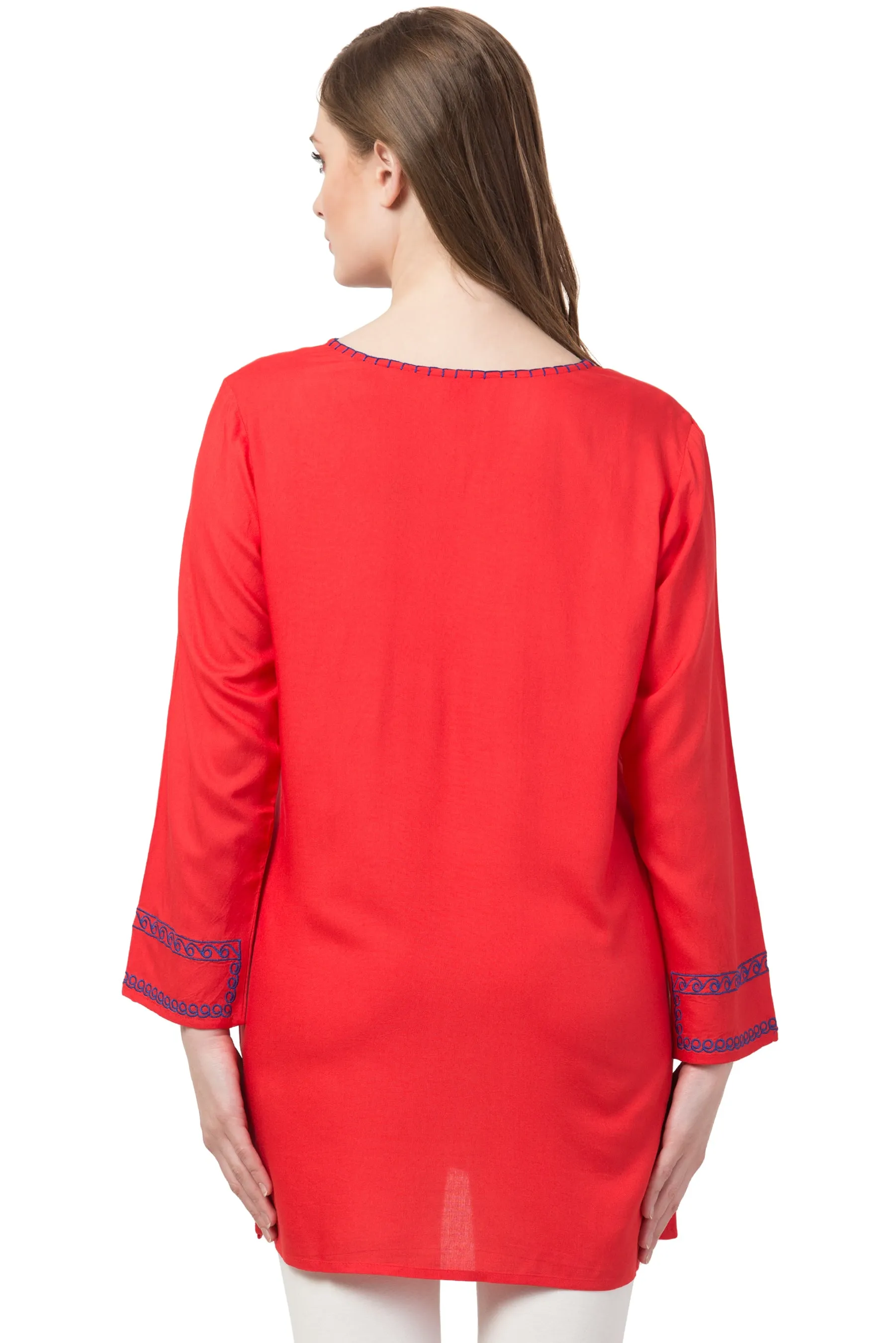 RAJ BLAZE SCARLET EMBOIRDERED TOP