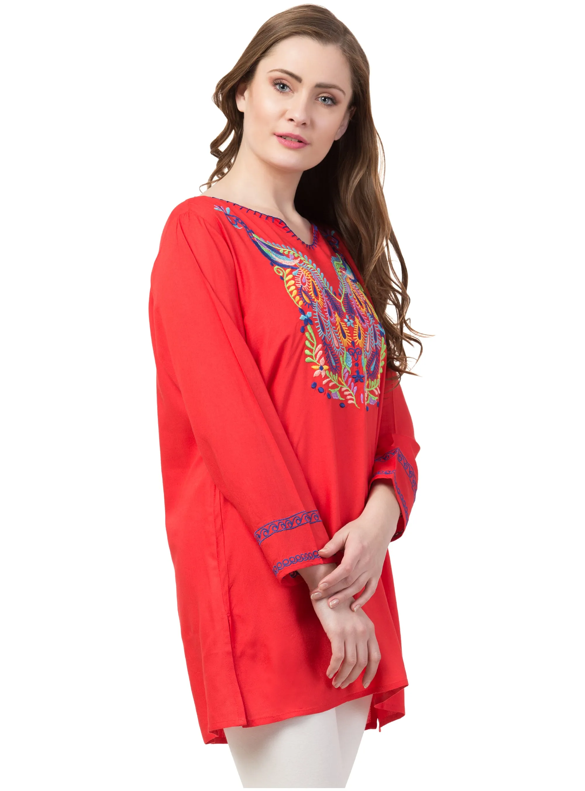 RAJ BLAZE SCARLET EMBOIRDERED TOP