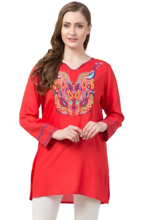 RAJ BLAZE SCARLET EMBOIRDERED TOP