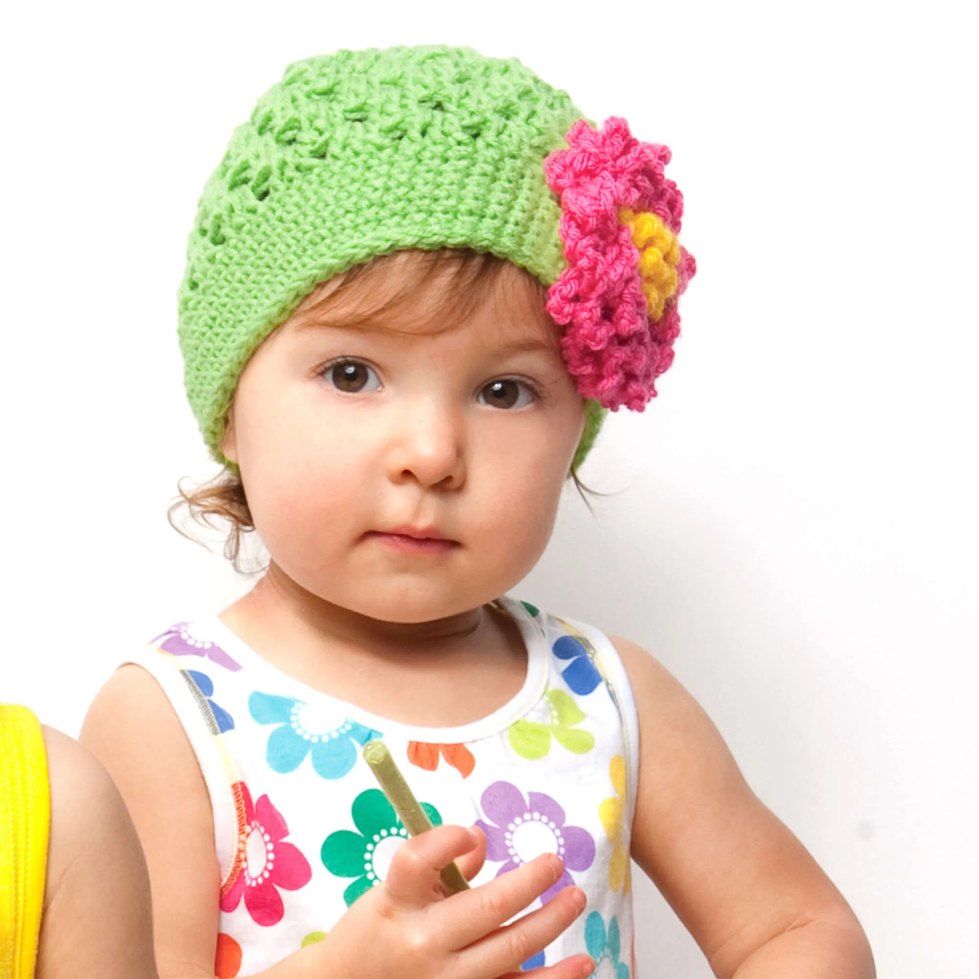 Red Heart Crochet Floral Hat