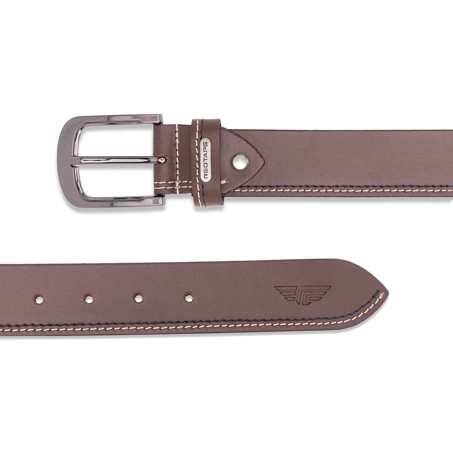 Red Tape Genuine Brown Leather Belt For Men | Solid Leather Belt | Classic and Durable