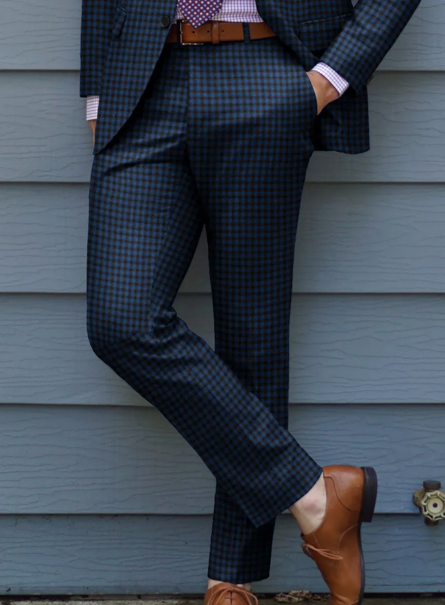 Reda Lapis Blue Checks Wool Suit