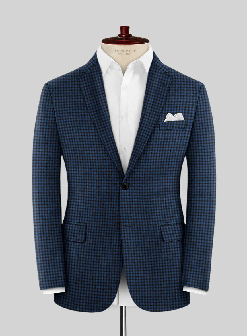 Reda Lapis Blue Checks Wool Suit