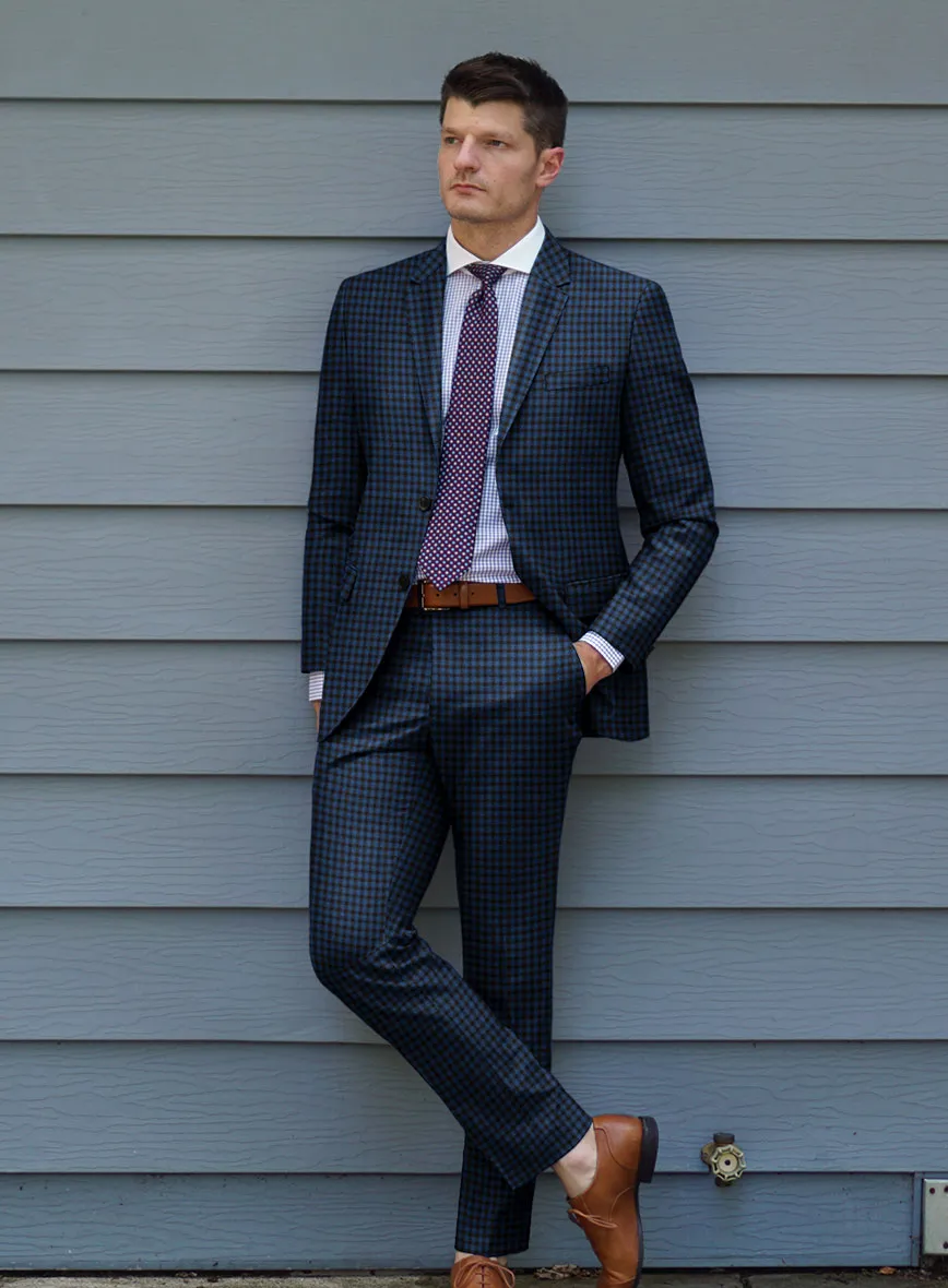 Reda Lapis Blue Checks Wool Suit