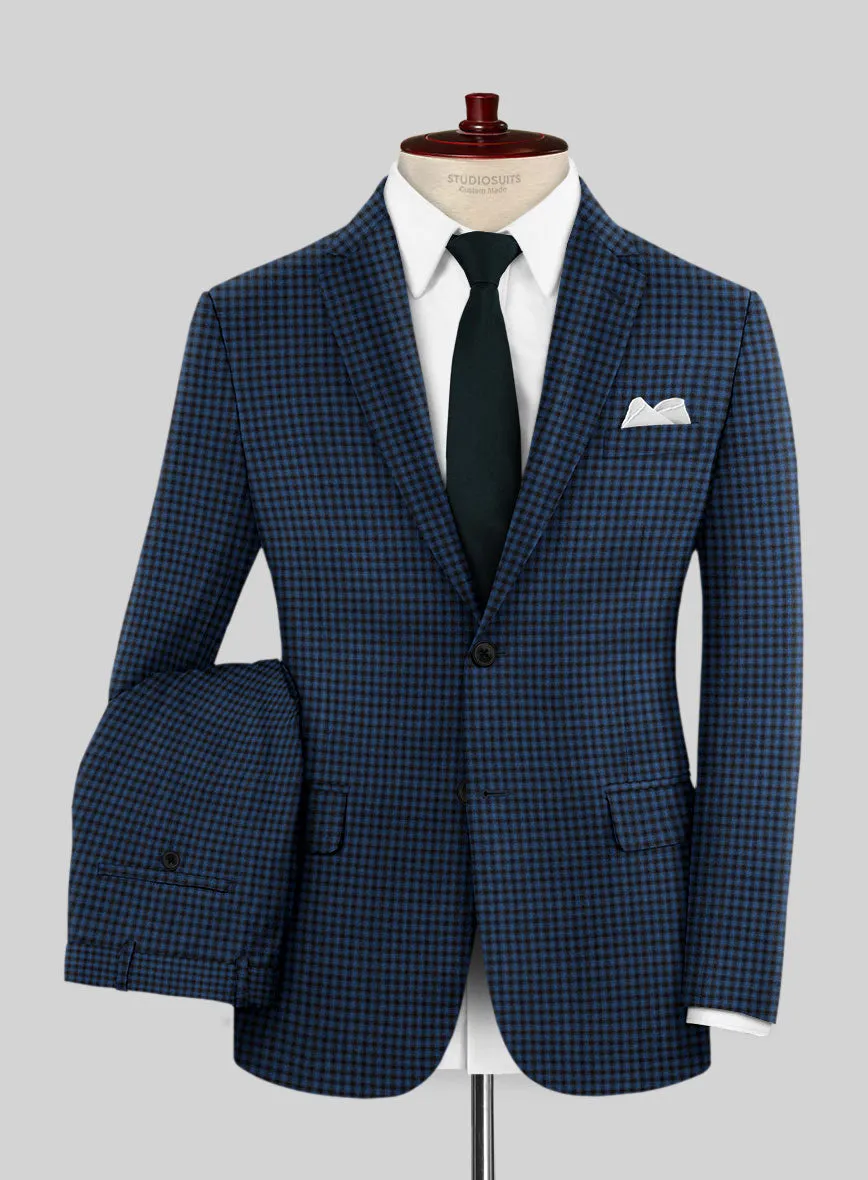 Reda Lapis Blue Checks Wool Suit