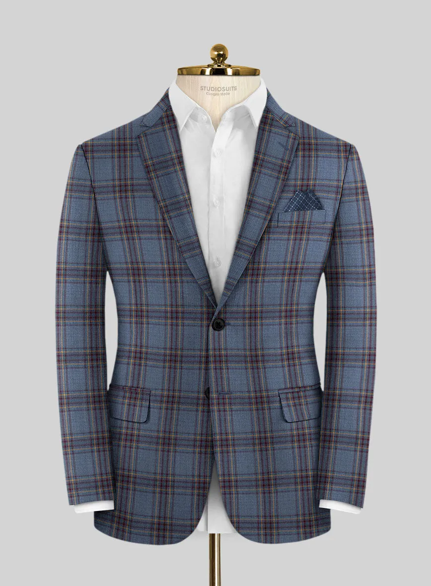 Reda Pale Aqua Checks Wool Suit