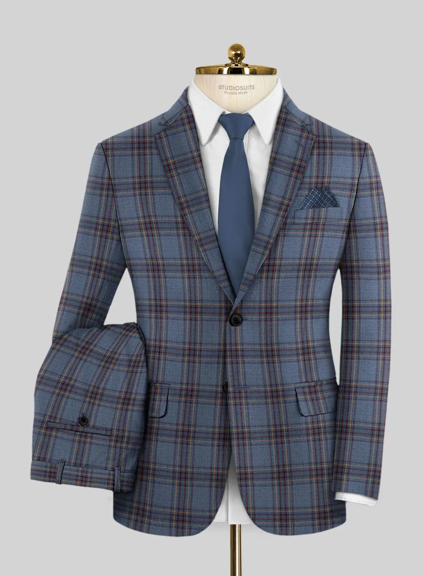 Reda Pale Aqua Checks Wool Suit