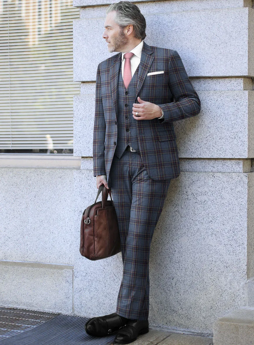 Reda Pale Aqua Checks Wool Suit