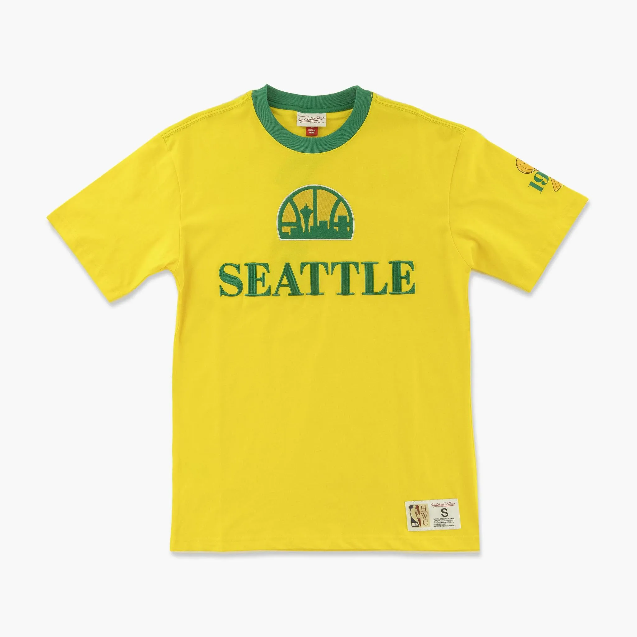 Seattle SuperSonics Yellow Skyline Logo T-Shirt