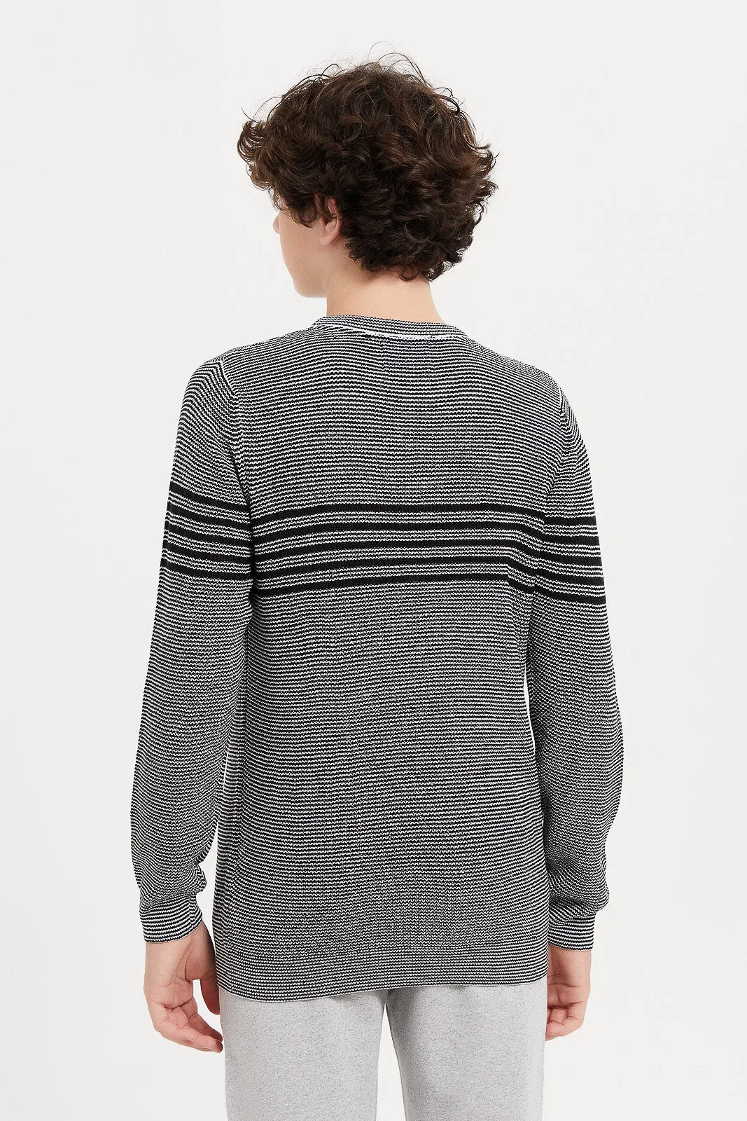 Senior Boys Grey Jacquard Pullover