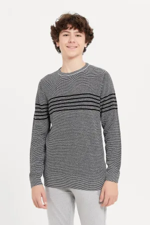 Senior Boys Grey Jacquard Pullover