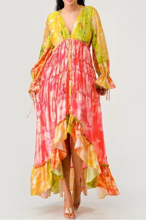 Sunset Breeze Long Sleeve Tiered Maxi Dress