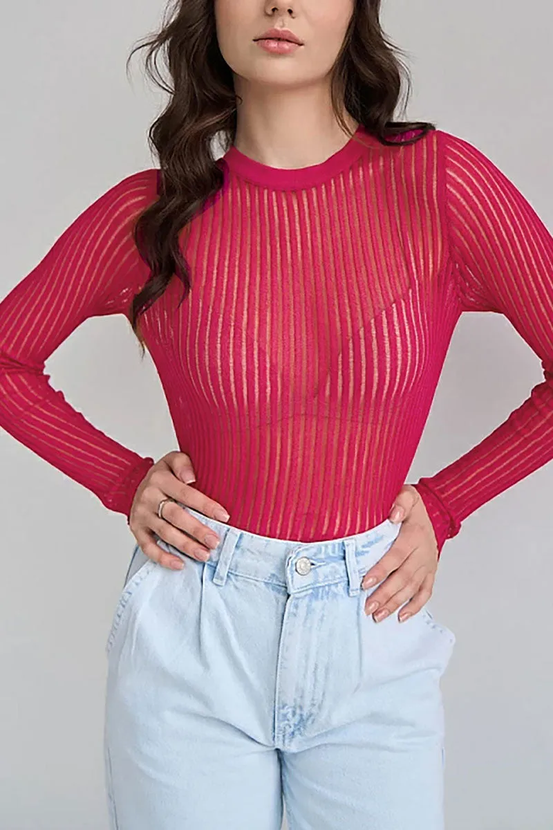 TJ0193 Sheer Knitted Sweater