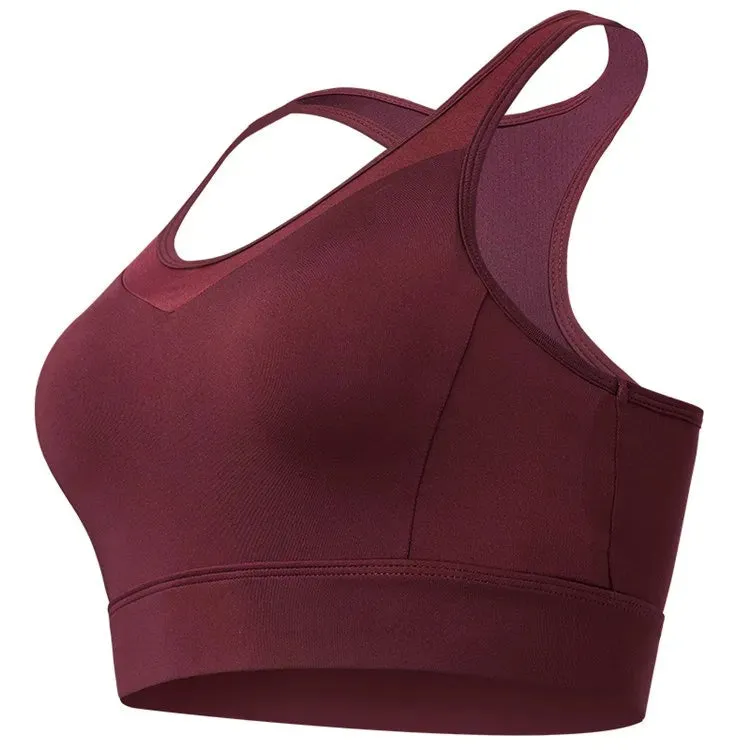 Vansydical Women Mesh V-Neck Yoga Tops Padded Athletic Gym Running Sports Bra