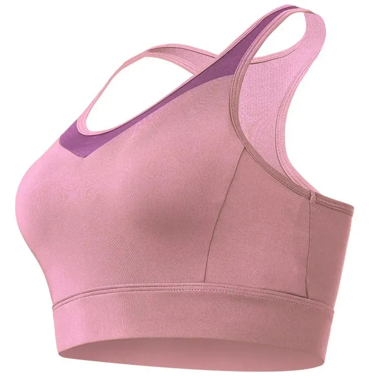 Vansydical Women Mesh V-Neck Yoga Tops Padded Athletic Gym Running Sports Bra