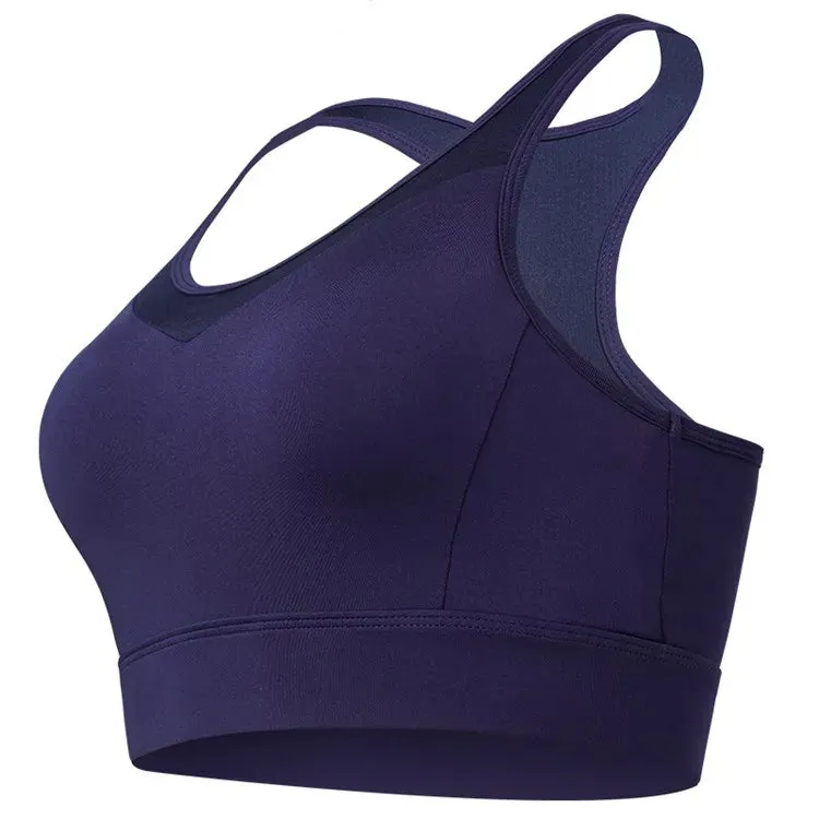 Vansydical Women Mesh V-Neck Yoga Tops Padded Athletic Gym Running Sports Bra