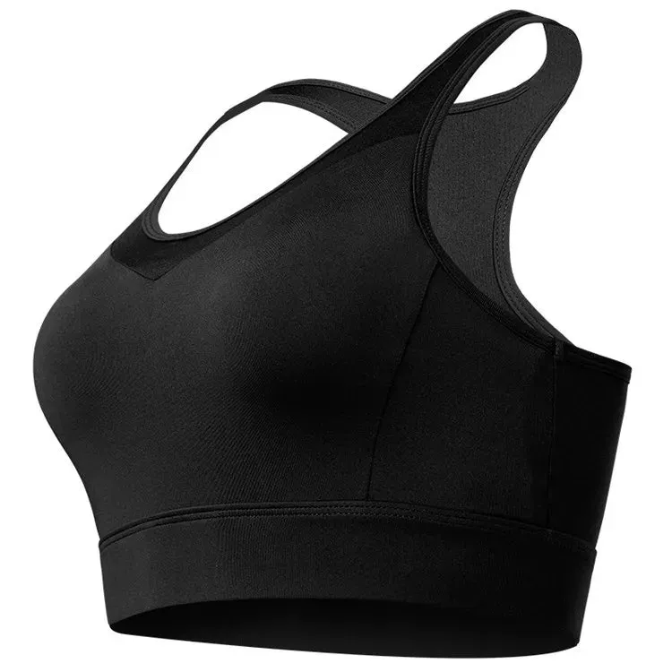 Vansydical Women Mesh V-Neck Yoga Tops Padded Athletic Gym Running Sports Bra