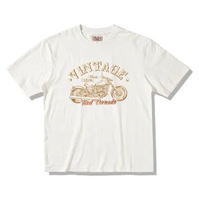 Vintage Motorcycle Print T Shirts - Men's Biker Tee