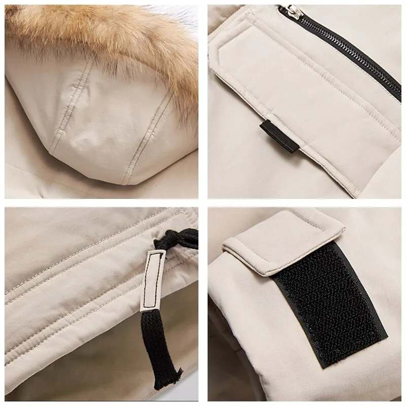 Winter Warm Thick Windproof Hooded Fur Collar Jacket