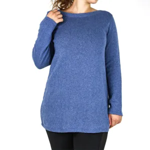 Women's Boat Neck Long Sleeve Sweater,Light Navy