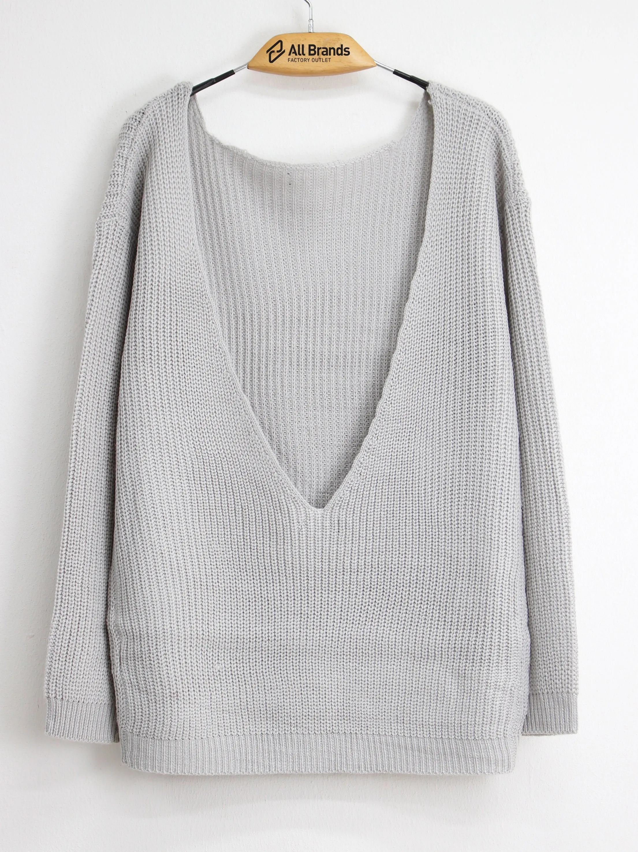 Women's Plain Sweater,Light Grey