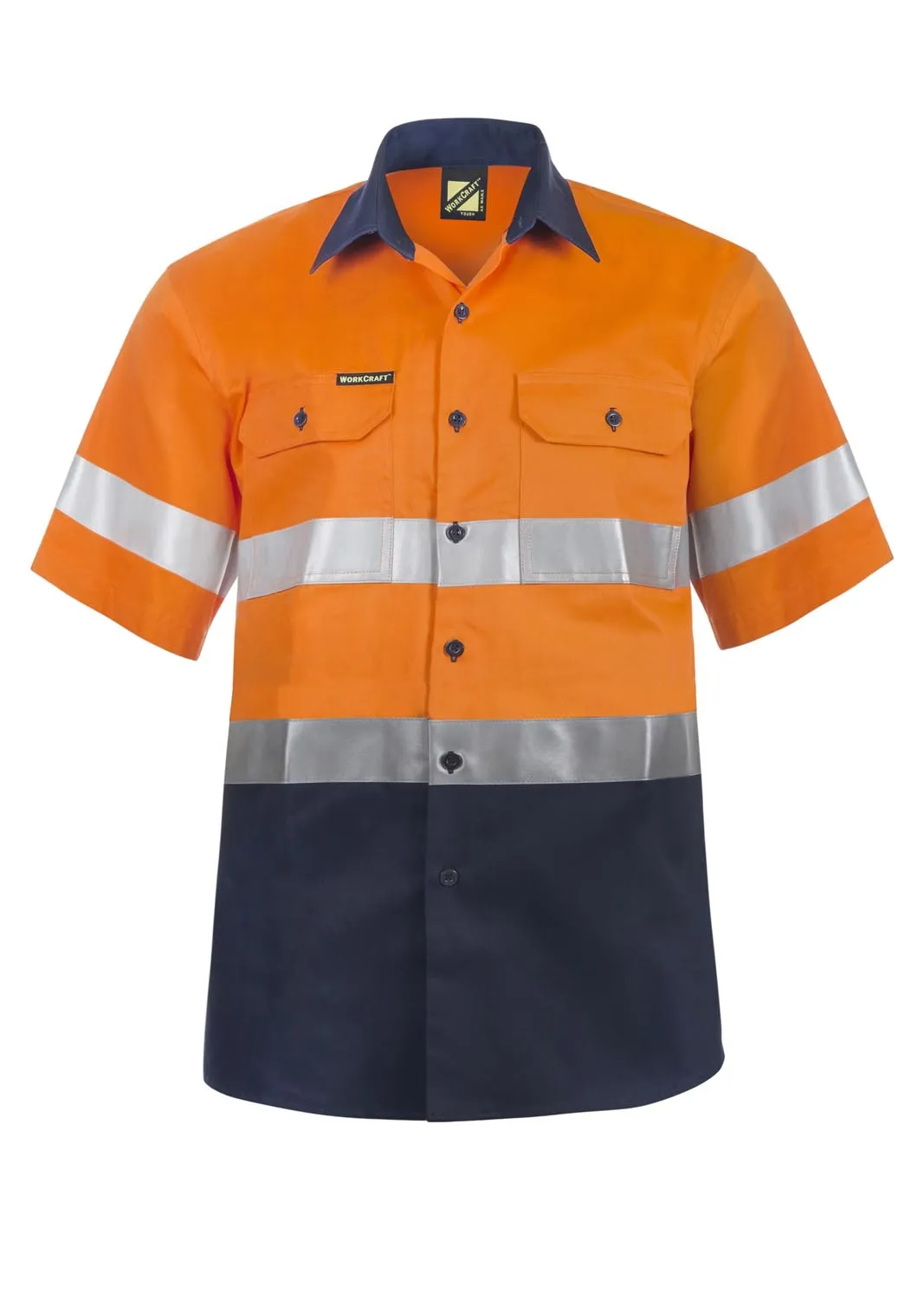 WS4001 HI VIS SHORT SLEEVE COTTON DRILL REFLECTIVE SHIRT